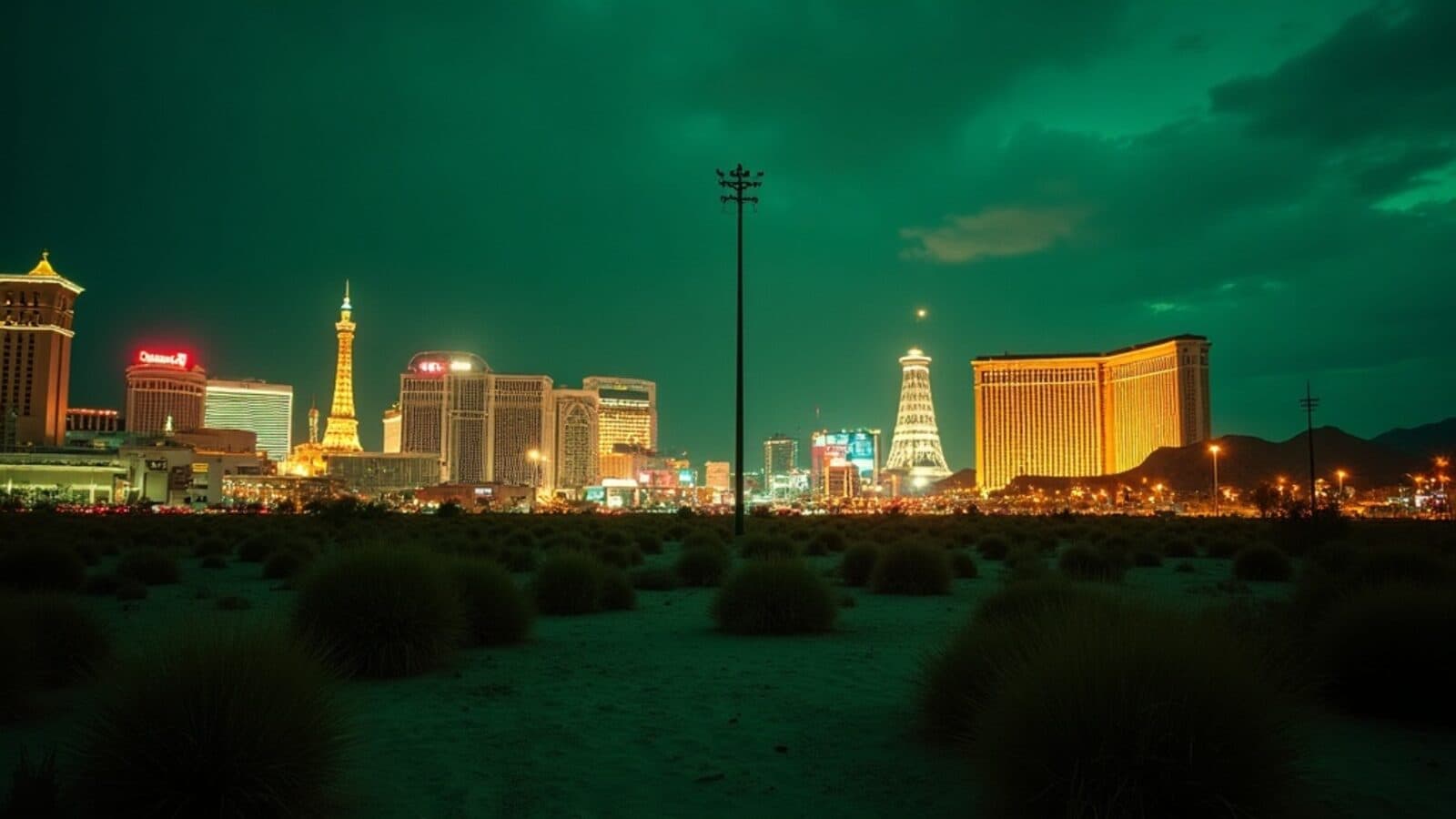 The Las Vegas skyline lit up at night